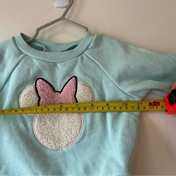 🌼 5/$25 Disney Baby Minnie Mouse Aqua Sweatshirt 12M Pink Bow Pullover Toddler - Picture 8 of 8